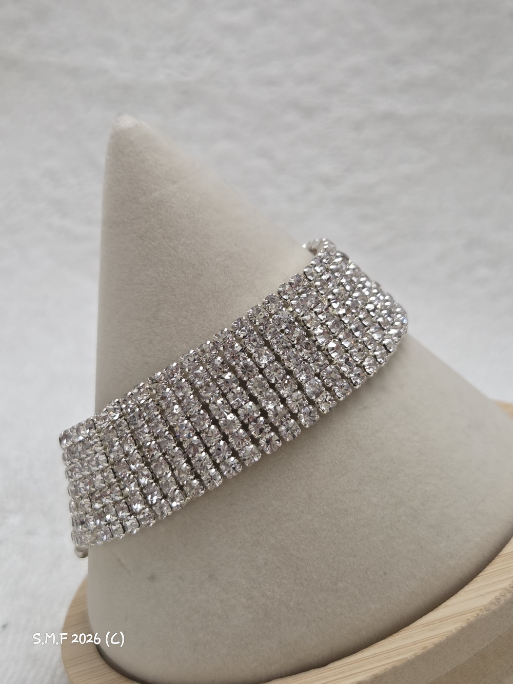 Vintage & Elegant Sparkling Clear Crystal Multi-Row Bracelet in Silver Tone